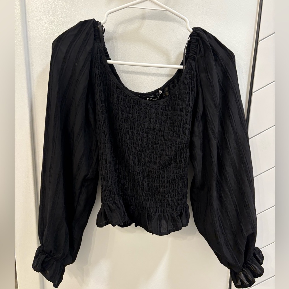 DO+BE Black Textured Blouse